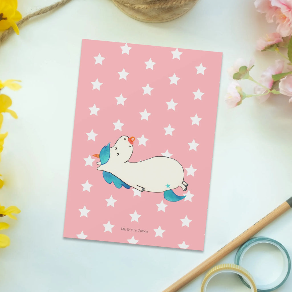 Postcard unicorn dummy postcards, card, letter, gift, gift card, paper, Postcard, invitation, invitation card, unicorn, unicorns, mama, gift birth, toddler, pacifier, birth present, mother, Unicorn, infant, baby, birth gift