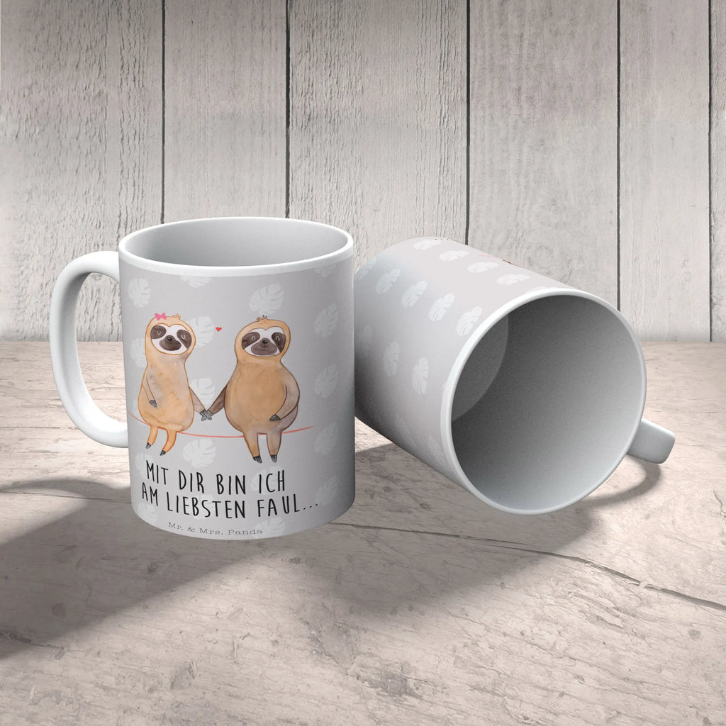 Kubek leniwiec para Teetasse, Tasse, Keramiktasse, Geschenktasse, Porzellantasse, Tasse mit Motiven, Kaffeetasse, Tasse mit Zitaten, Bürotasse, Faultier, Faultier Geschenk, Faultier Deko, Faultierpärchen, Langsamkeit, faul, verliebt, Faultierliebe, Liebespaar, Faultiere, Liebe, Beziehung, gemeinsam, relaxen, Lieblingstier, Pärchen, verlobt