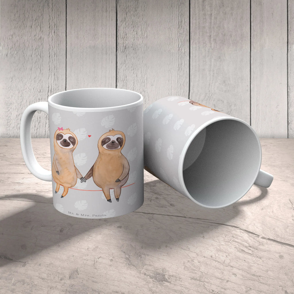 Kubek leniwiec para Teetasse, Tasse, Keramiktasse, Geschenktasse, Porzellantasse, Tasse mit Motiven, Kaffeetasse, Tasse mit Zitaten, Bürotasse, Faultier, Faultier Geschenk, Faultier Deko, Faultierpärchen, Langsamkeit, faul, verliebt, Faultierliebe, Liebespaar, Faultiere, Liebe, Beziehung, gemeinsam, relaxen, Lieblingstier, Pärchen, verlobt