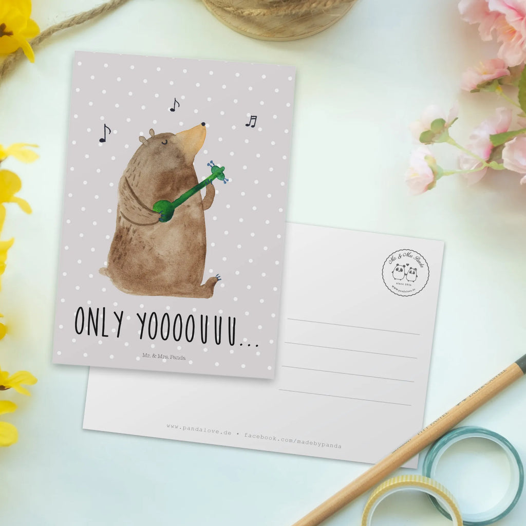 Postcard bear guitar gift card, Postcard, invitation card, invitation, gift, card, postcards, letter, paper, bear, teddy, teddy bear, cuddly toy