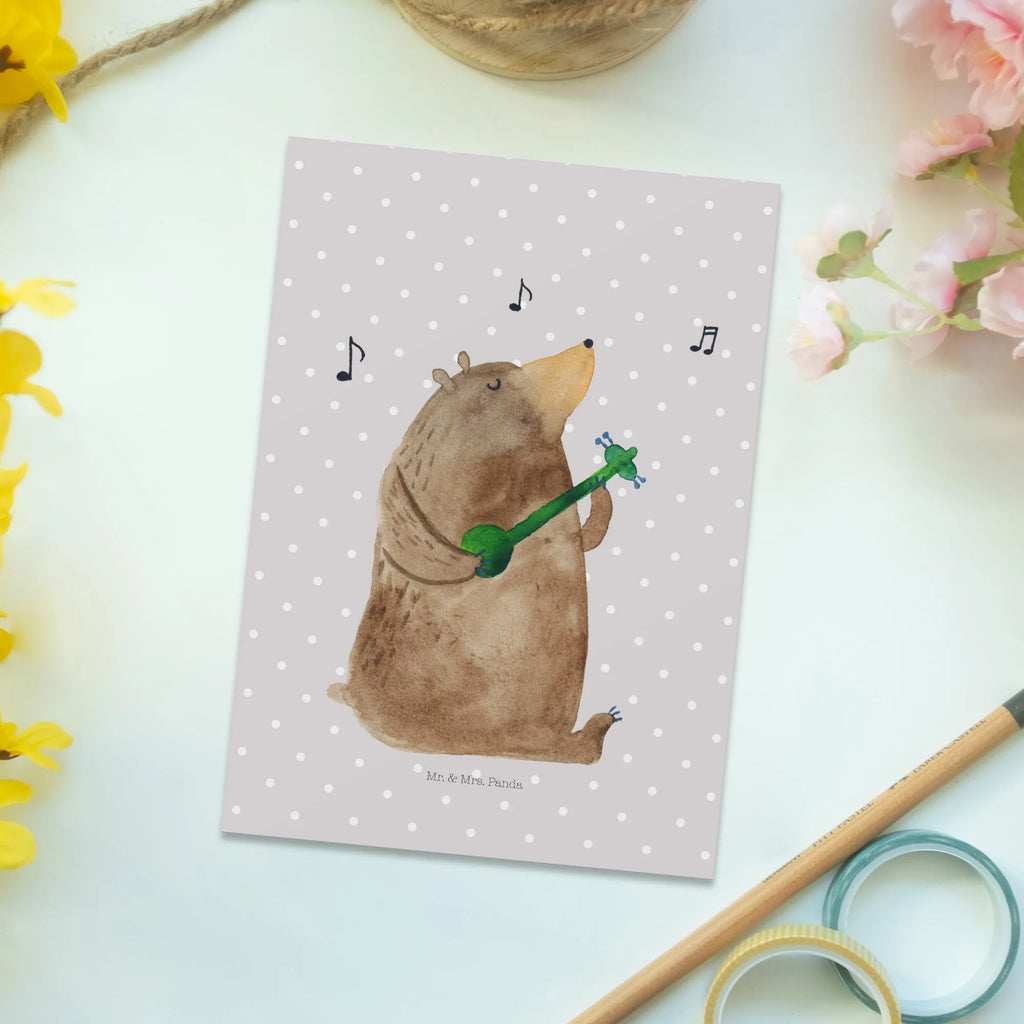 Postcard bear guitar gift card, Postcard, invitation card, invitation, gift, card, postcards, letter, paper, bear, teddy, teddy bear, cuddly toy