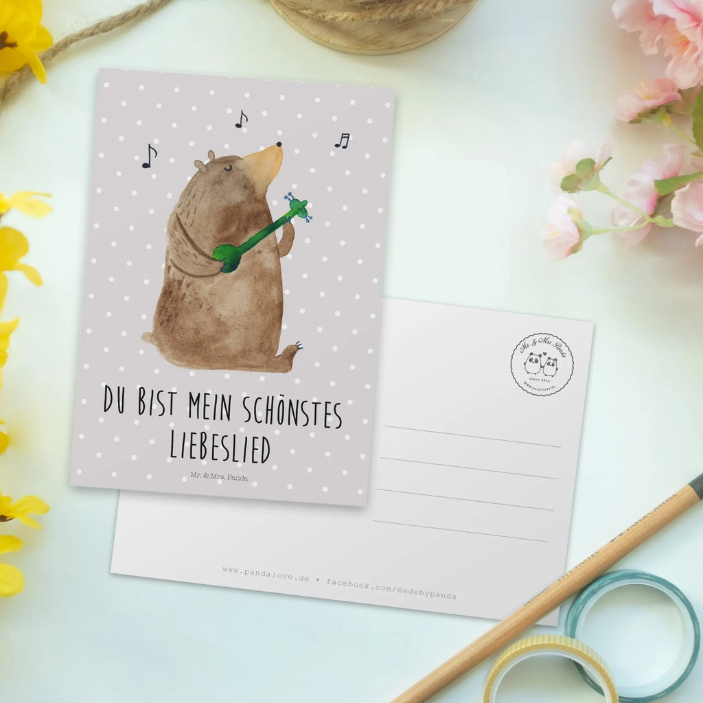 Postcard bear song invitation, Postcard, gift, card, invitation card, letter, postcards, gift card, paper, bear, teddy, teddy bear, cuddly toy, partner, Bear, love, saying, valentine, love song, song, woman, heart, girlfriend
