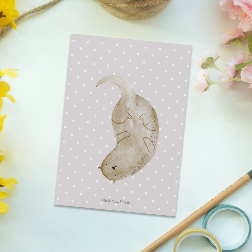 Postkarte Otter Kopfüber Designkarte, bildkarte, Grußkarte, spruchkarte, Postkarte, Ansichtskarte, Motivkarte, Kunstkarten, Fotokarte, Ansichtskarten, Postkarten, kunstkarte, einzelkarte, Seeotter, Otter, Fischotter, Otter Seeotter See Otter