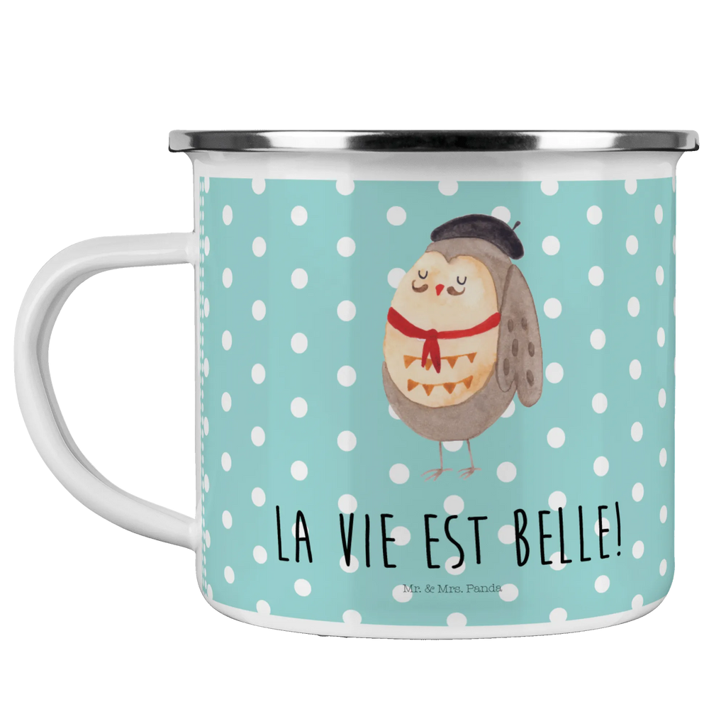 Camping Emaille Tasse Eule Frankreich Emaille Becher, Metalltasse, Blechtasse, blechbecher, Teebecher, Emailletasse, wanderbecher, metallbecher, Reisebecher, Kaffeebecher, Tasse Emaille, Pott, Trinkbecher, Campingbecher, Tasse, reisetasse, wandertasse, Kaffeetasse, Teetasse, Becher, Campingtasse, Emaille Tasse, emaillebecher, becher emaille, Eule, Eule Deko, Frankreich, Das Leben Ist schön, Spruch schön, Spruch Französisch, Eulen, Owl, La Vie Est Belle, Hibou