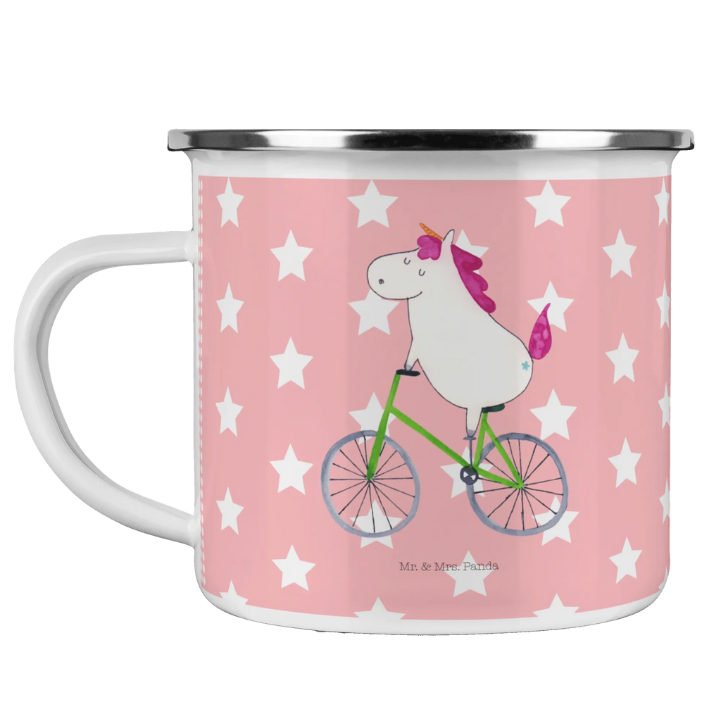 Kempingowy kubek emaliowany Jednorożec Rowerzysta Jednorożec, jednorożce, dekoracje jednorożca, jednorożec