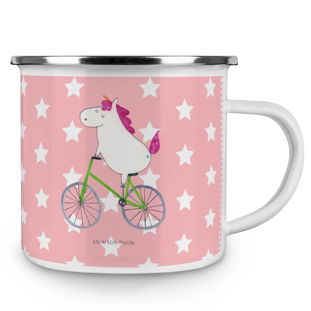 Kempingowy kubek emaliowany Jednorożec Rowerzysta Jednorożec, jednorożce, dekoracje jednorożca, jednorożec