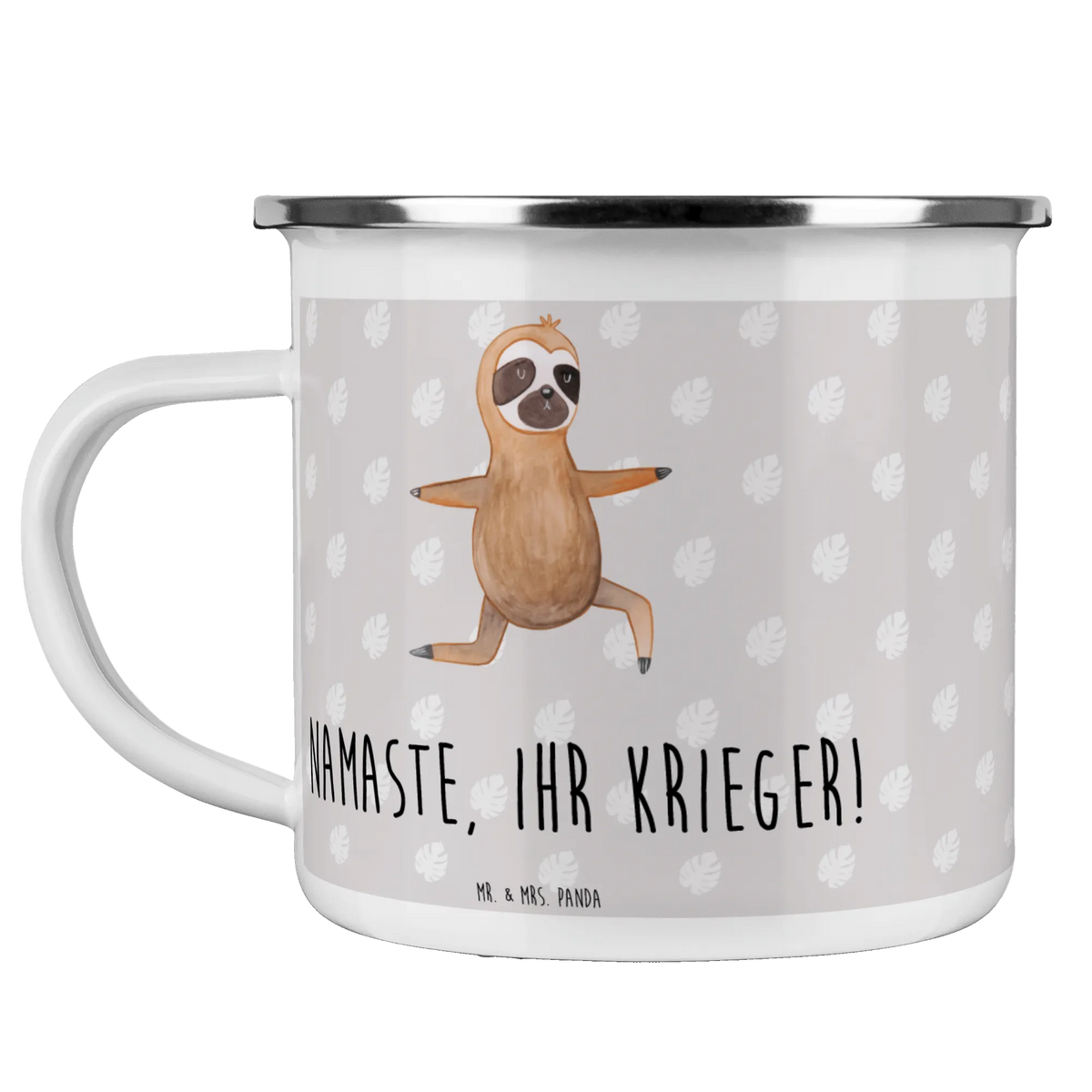 Enamel camping mug sloth yoga trend animal, yoga exercises, favorite animal, warrior, lazy