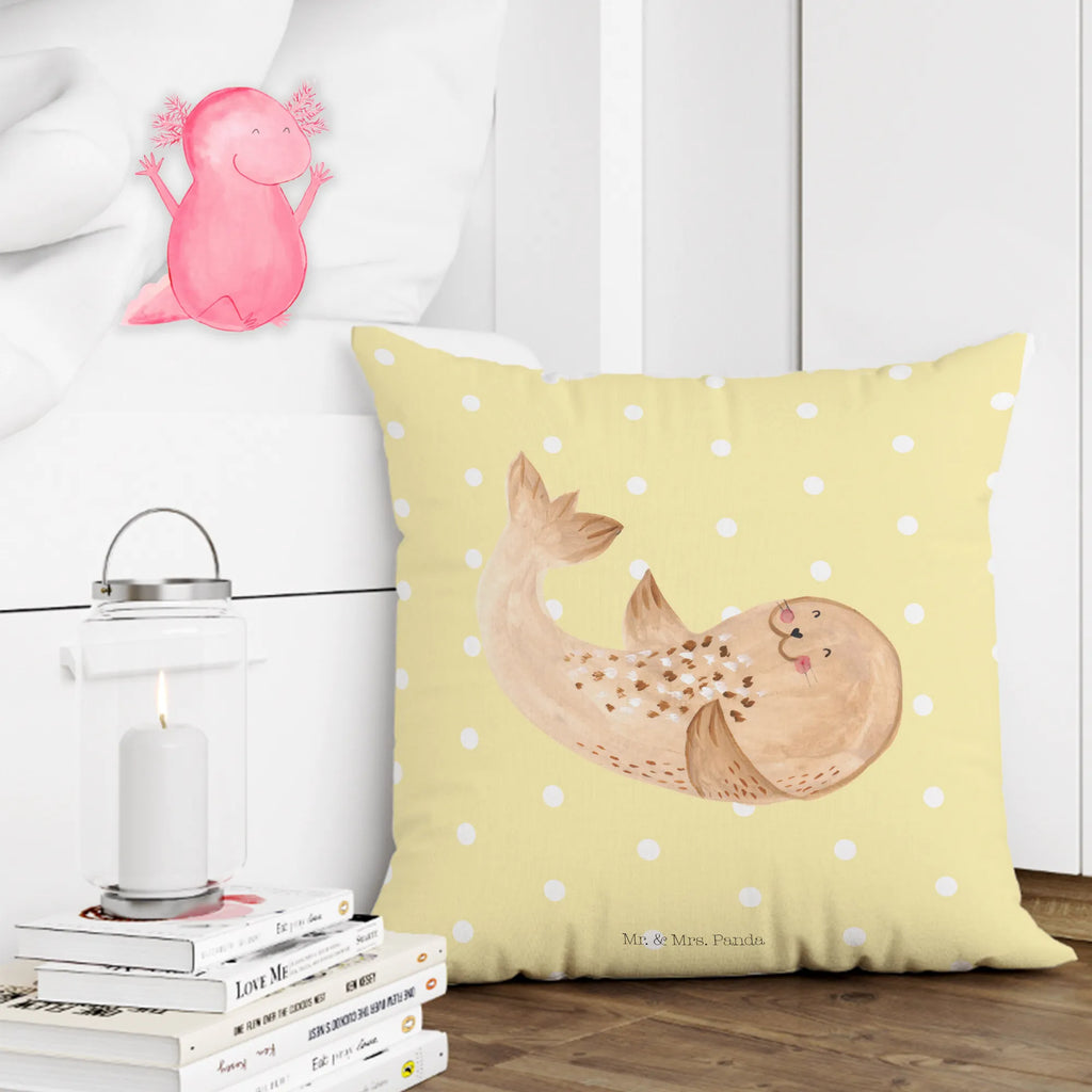 Cushion seal Lay couch, pad, 40x40, pillow case, Pillow, cushion, settee, sofa, soft, bedroom, pillows, fluffy, bed, 40 x 40, small animals, cute, funny, cute animal motives, hand drawn, small world, funny sayings, good mood, happy, gifts, gift ideas, special gifts, animal lover, card, Seal, North Sea, beach, joy, laughter, seals, seal, Baltic Sea, sea animal