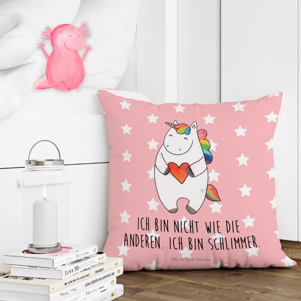 Cushion unicorn Heart 40x40, bedroom, couch, pillows, soft, sofa, cushion, bed, pillow case, settee, pad, 40 x 40, fluffy, Pillow, unicorn, unicorns, girlfriend present, heart, girlfriend gift, funny, bad girl, different, evil, bad, Unicorn