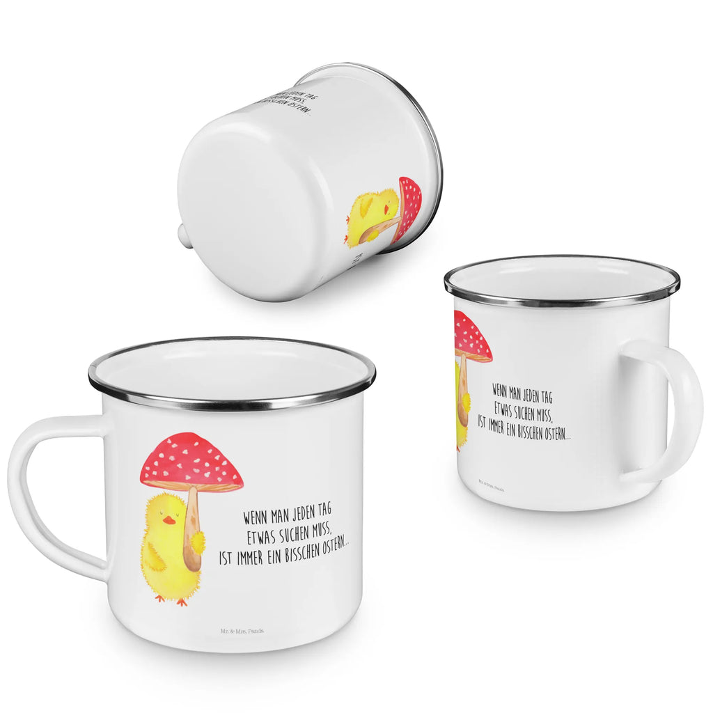 Kempingowy kubek emaliowany pisklę muchomor czerwony Wielkanoc, zajączek wielkanocny, prezenty wielkanocne, gniazdo wielkanocne, dekoracje wielkanocne, prezenty na Wielkanoc, prezent wielkanocny, prezenty wielkanocne dla dzieci, Wielkanoc dla dzieci