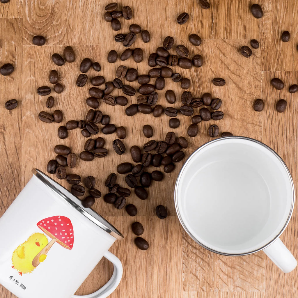 Kempingowy kubek emaliowany pisklę muchomor czerwony Wielkanoc, zajączek wielkanocny, prezenty wielkanocne, gniazdo wielkanocne, dekoracje wielkanocne, prezenty na Wielkanoc, prezent wielkanocny, prezenty wielkanocne dla dzieci, Wielkanoc dla dzieci