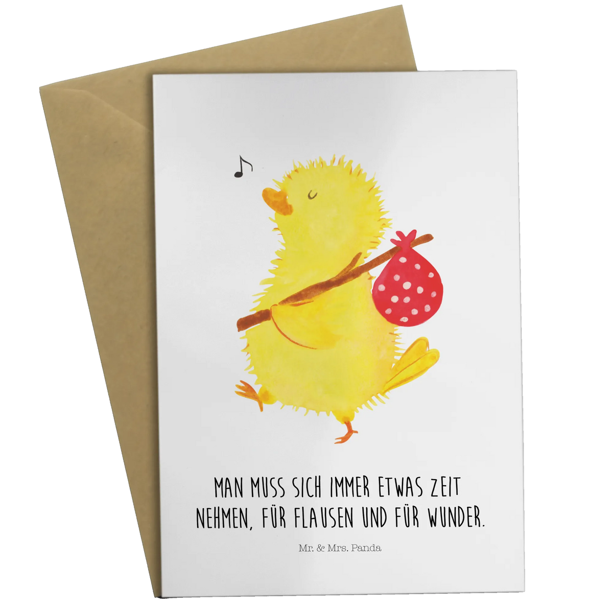 Greetings card chick wander Easter bunny, time, Easter eggs, spring fever, time management, travelling, globetrotters, greetings, egg, miracles, chick, joy, happy Easter, Easter greetings, nonsense, Easter egg