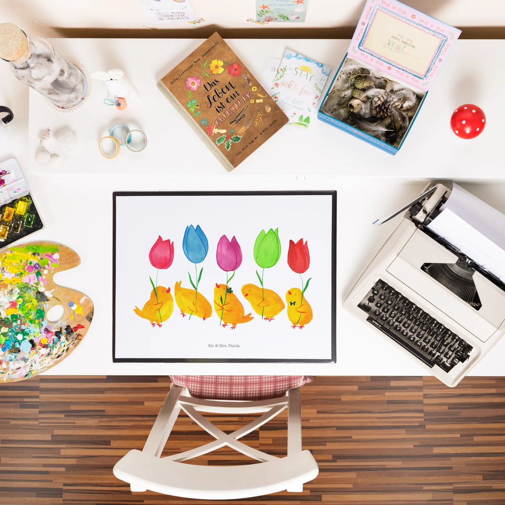 Desk pad chick parade office, children, Desk pad, girl, desk, underlay, Easter, Easter bunny, Happy Easter, Tulips, Flowers, Chicks, Easter greetings, Parade
