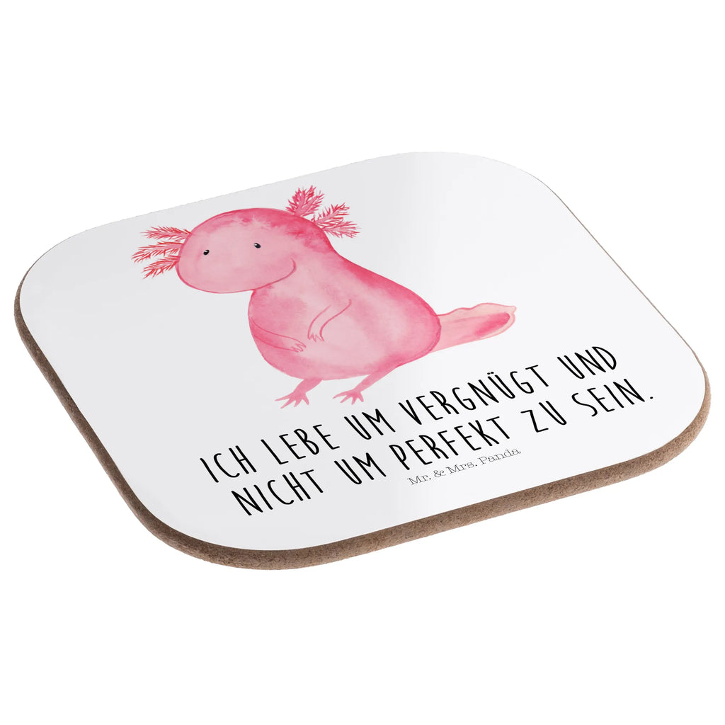 Square coaster axolotl zero breakfast, party, gifts, presents, Coasters, glass coasters, gift, Axolotl, Axelotl, marine animals, Mexican walking fish, salamander, contented, love, happy, worldly wisdom, girlfriend, Axolot, cheerful, lifestyle, wisdom