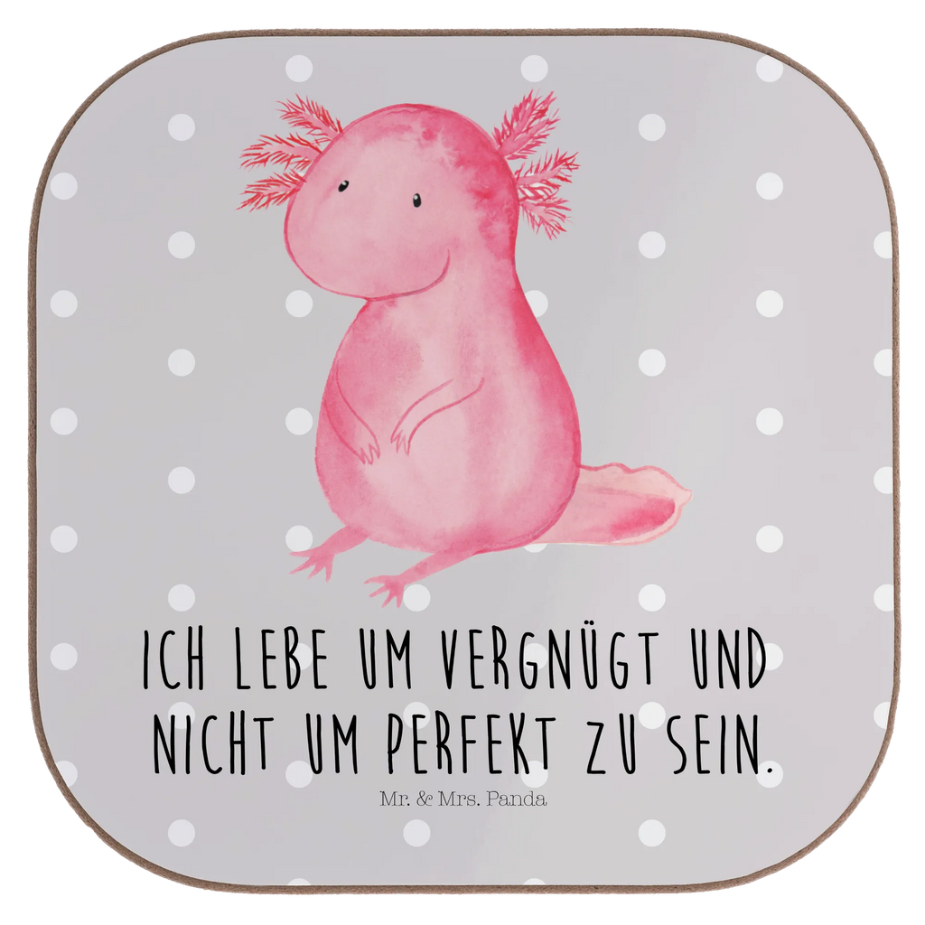 Square coaster axolotl zero breakfast, party, gifts, presents, Coasters, glass coasters, gift, Axolotl, Axelotl, marine animals, Mexican walking fish, salamander, contented, love, happy, worldly wisdom, girlfriend, Axolot, cheerful, lifestyle, wisdom
