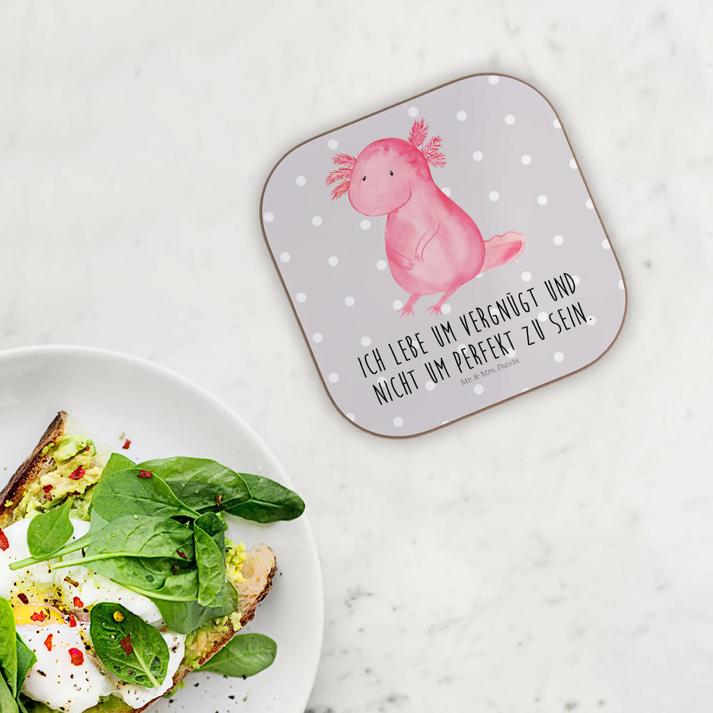 Square coaster axolotl zero breakfast, party, gifts, presents, Coasters, glass coasters, gift, Axolotl, Axelotl, marine animals, Mexican walking fish, salamander, contented, love, happy, worldly wisdom, girlfriend, Axolot, cheerful, lifestyle, wisdom