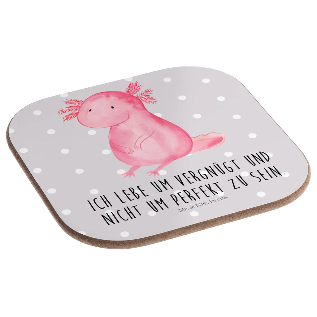 Square coaster axolotl zero breakfast, party, gifts, presents, Coasters, glass coasters, gift, Axolotl, Axelotl, marine animals, Mexican walking fish, salamander, contented, love, happy, worldly wisdom, girlfriend, Axolot, cheerful, lifestyle, wisdom
