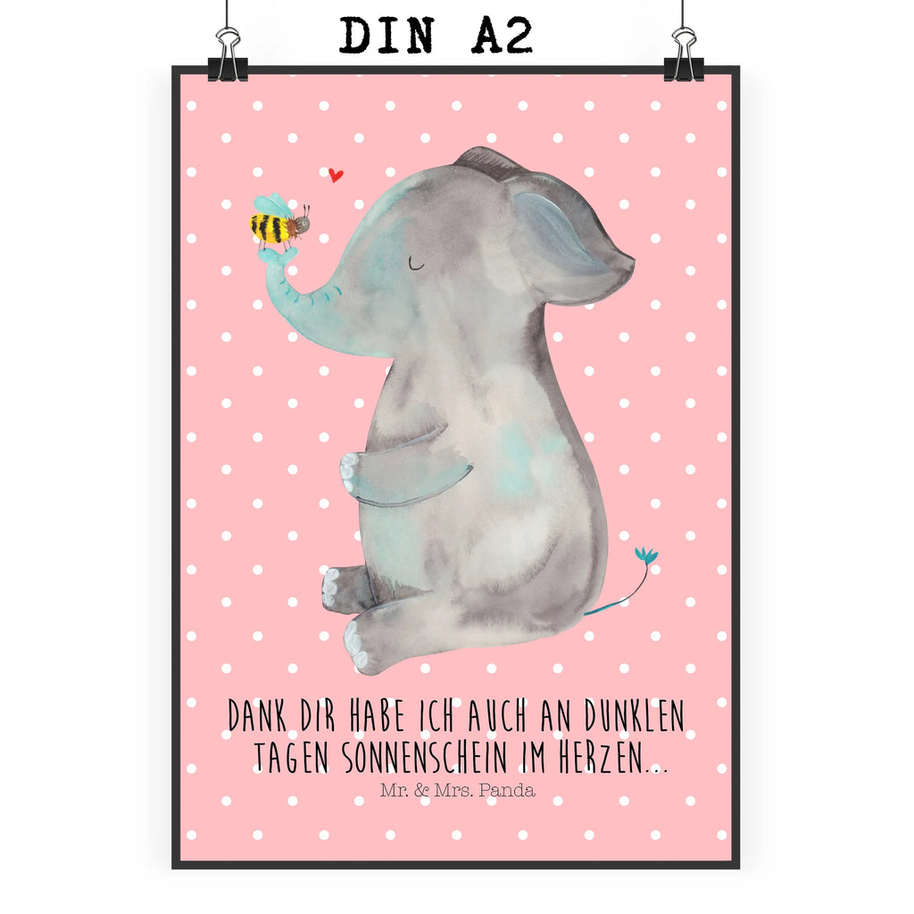 Poster elephant bee small animals, cute, funny, cute animal motives, hand drawn, small world, funny sayings, good mood, happy, gifts, gift ideas, special gifts, animal lover, card, anniversary, love saying, marriage proposal, bee, proof of love, love gift, love, elephant, wedding gift