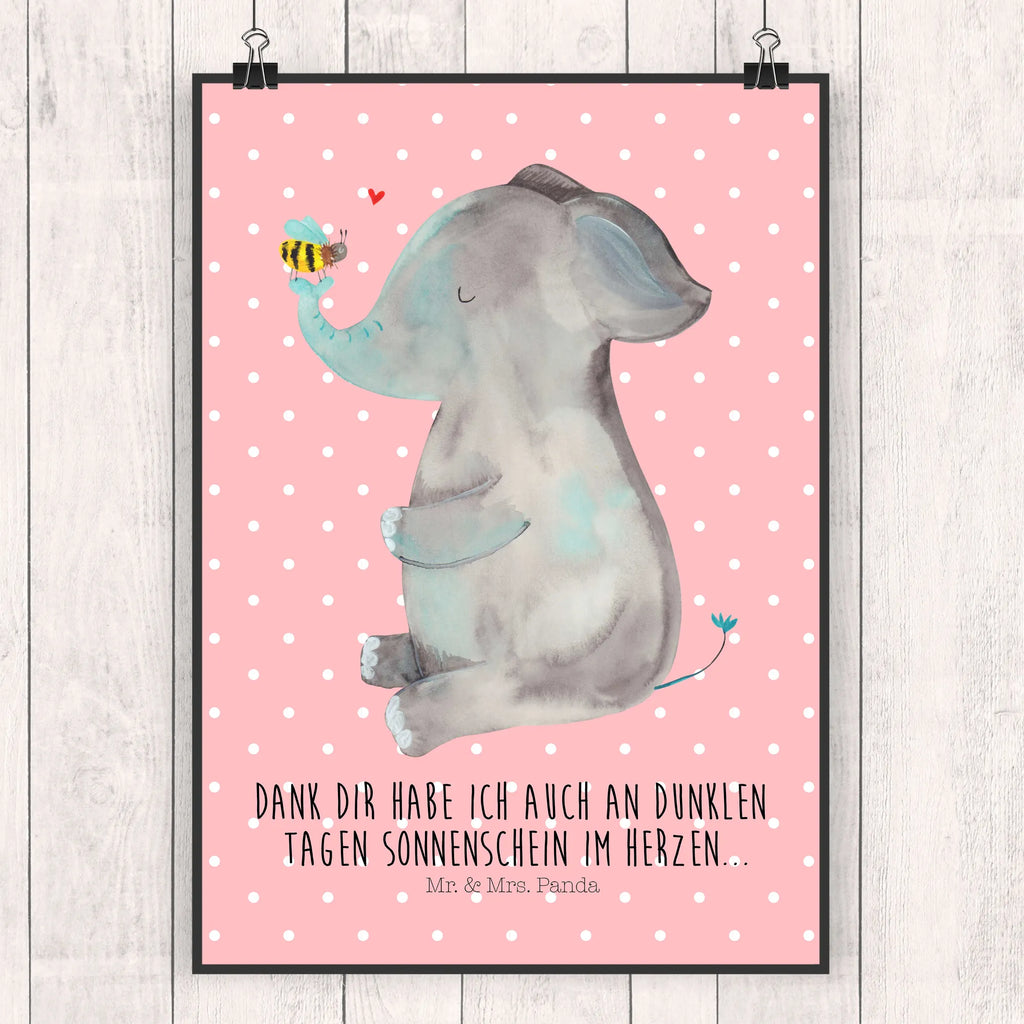 Poster elephant bee small animals, cute, funny, cute animal motives, hand drawn, small world, funny sayings, good mood, happy, gifts, gift ideas, special gifts, animal lover, card, anniversary, love saying, marriage proposal, bee, proof of love, love gift, love, elephant, wedding gift