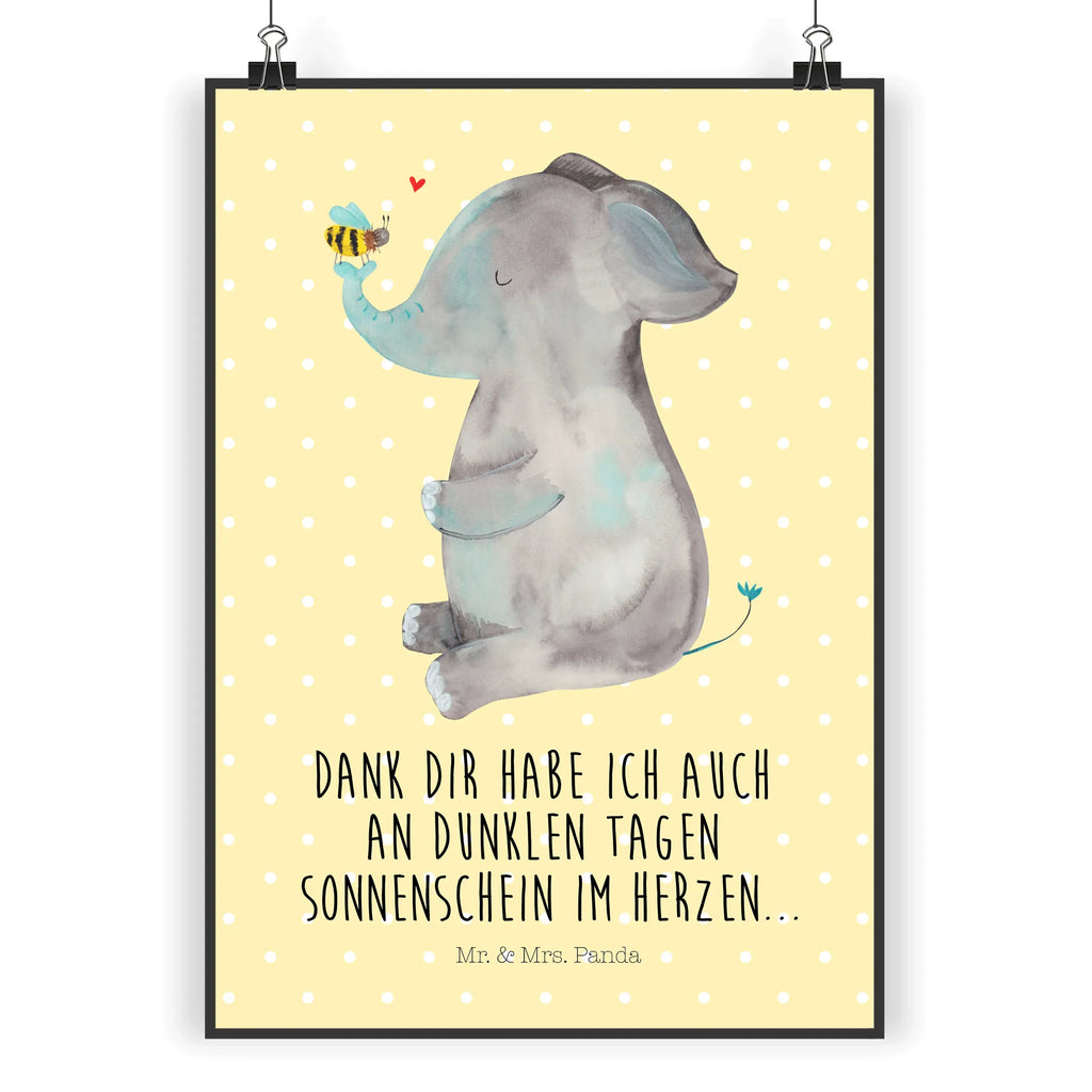 Poster elephant bee small animals, cute, funny, cute animal motives, hand drawn, small world, funny sayings, good mood, happy, gifts, gift ideas, special gifts, animal lover, card, anniversary, love saying, marriage proposal, bee, proof of love, love gift, love, elephant, wedding gift