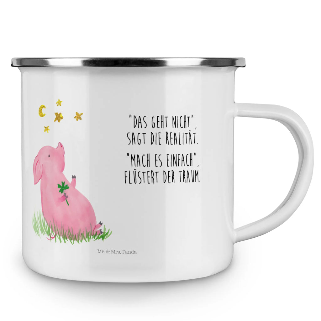 Enamel camping mug Pig Luck Kaffeetasse, wanderbecher, Campingtasse, Blechtasse, Teebecher, Emaille Tasse, Emailletasse, becher emaille, blechbecher, Tasse Emaille, Becher, Trinkbecher, Metalltasse, Kaffeebecher, emaillebecher, wandertasse, Tasse, metallbecher, Campingbecher, Teetasse, Pott, reisetasse, Emaille Becher, Reisebecher, Tiere, Tiermotive, Gute Laune, Lustige Sprüche, Motivation, Schwein, Schweinchen, Sernchen, Glücksbringer, Träume, Ziele, Sterne, Glücksschwein. Glück