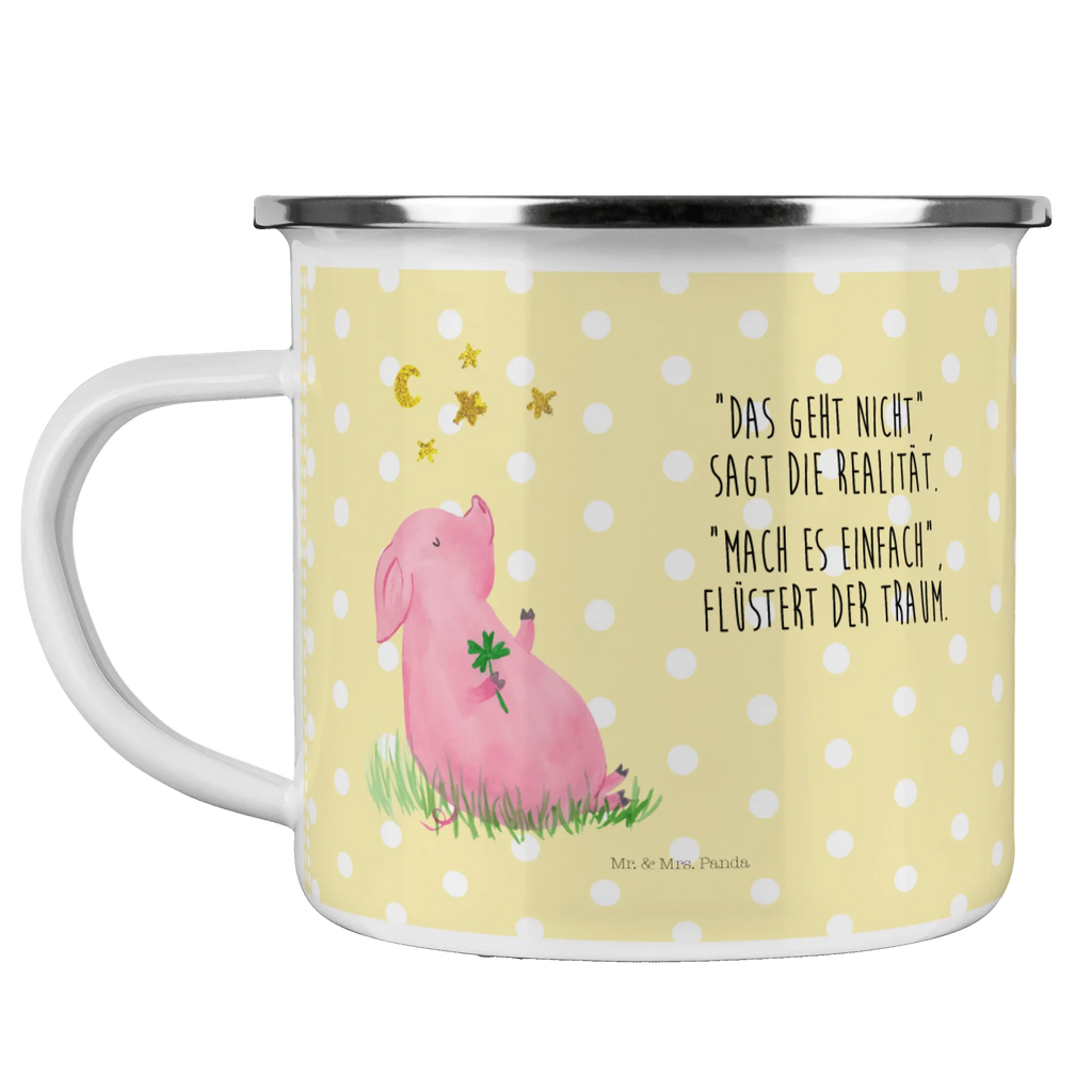 Enamel camping mug Pig Luck Kaffeetasse, wanderbecher, Campingtasse, Blechtasse, Teebecher, Emaille Tasse, Emailletasse, becher emaille, blechbecher, Tasse Emaille, Becher, Trinkbecher, Metalltasse, Kaffeebecher, emaillebecher, wandertasse, Tasse, metallbecher, Campingbecher, Teetasse, Pott, reisetasse, Emaille Becher, Reisebecher, Tiere, Tiermotive, Gute Laune, Lustige Sprüche, Motivation, Schwein, Schweinchen, Sernchen, Glücksbringer, Träume, Ziele, Sterne, Glücksschwein. Glück