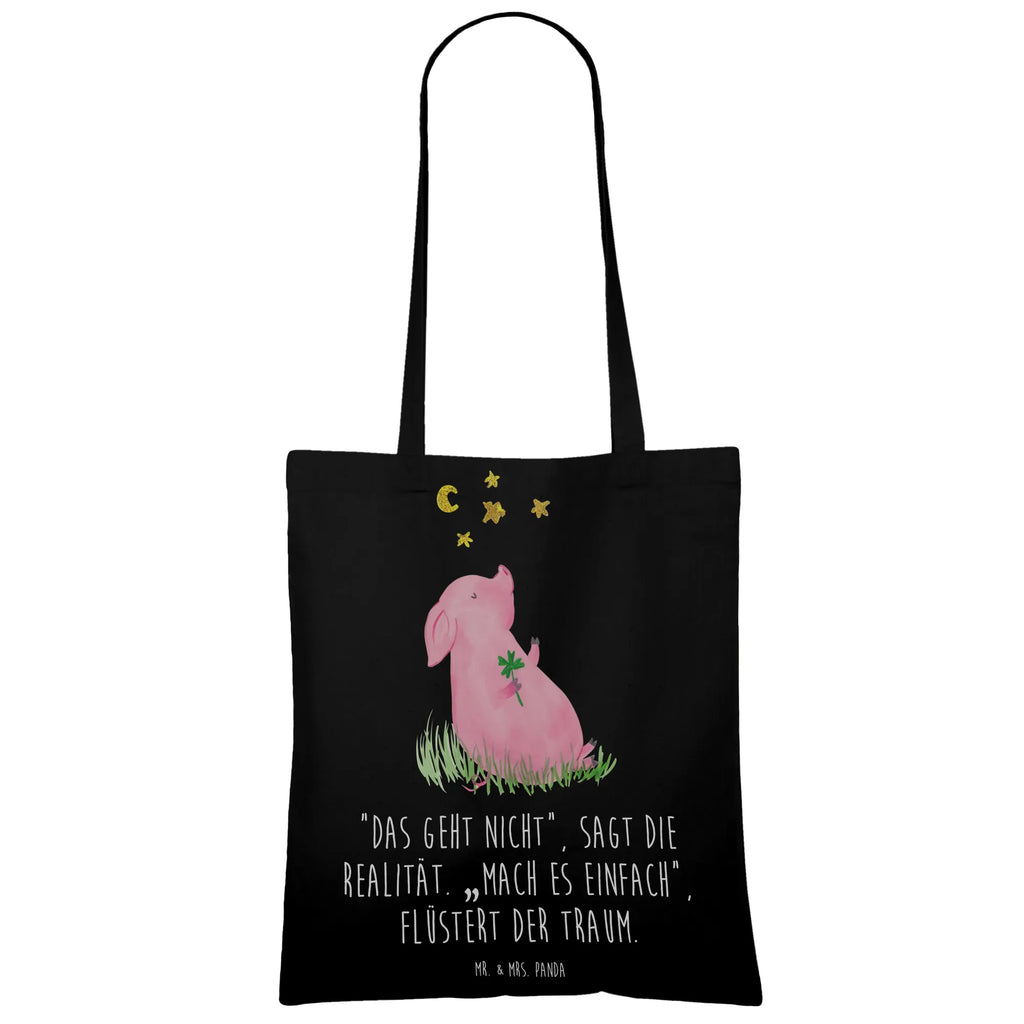 Tote bag Pig Luck cloth bag, bag, shopper, shopping bag, jute bag, pouch, Carrier bag, shoulder bag, cotton bag, small animals, cute, funny, cute animal motives, hand drawn, small world, funny sayings, good mood, happy, gifts, gift ideas, special gifts, animal lover, card, motivation, goals, lucky charm, asterisks, piglet, pig, stars, Lucky bastard. Luck, dreams