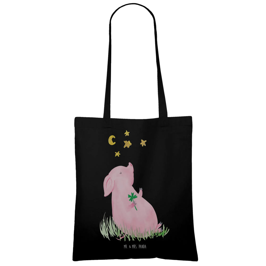 Tote bag Pig Luck cloth bag, bag, shopper, shopping bag, jute bag, pouch, Carrier bag, shoulder bag, cotton bag, small animals, cute, funny, cute animal motives, hand drawn, small world, funny sayings, good mood, happy, gifts, gift ideas, special gifts, animal lover, card, motivation, goals, lucky charm, asterisks, piglet, pig, stars, Lucky bastard. Luck, dreams