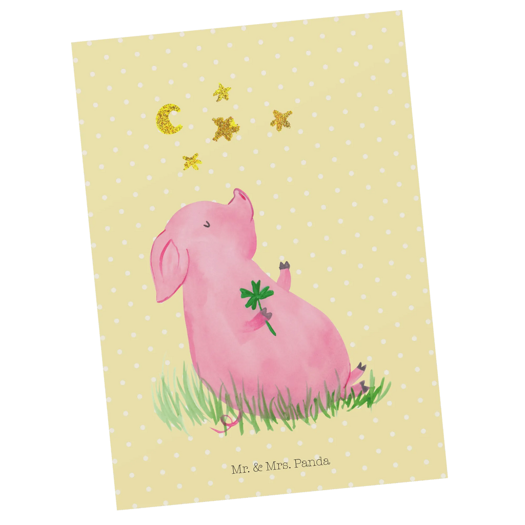 Pocztówka świnia Szczęście Motywy zwierzęce, dobra energia, zabawne powiedzonka, zwierzęta