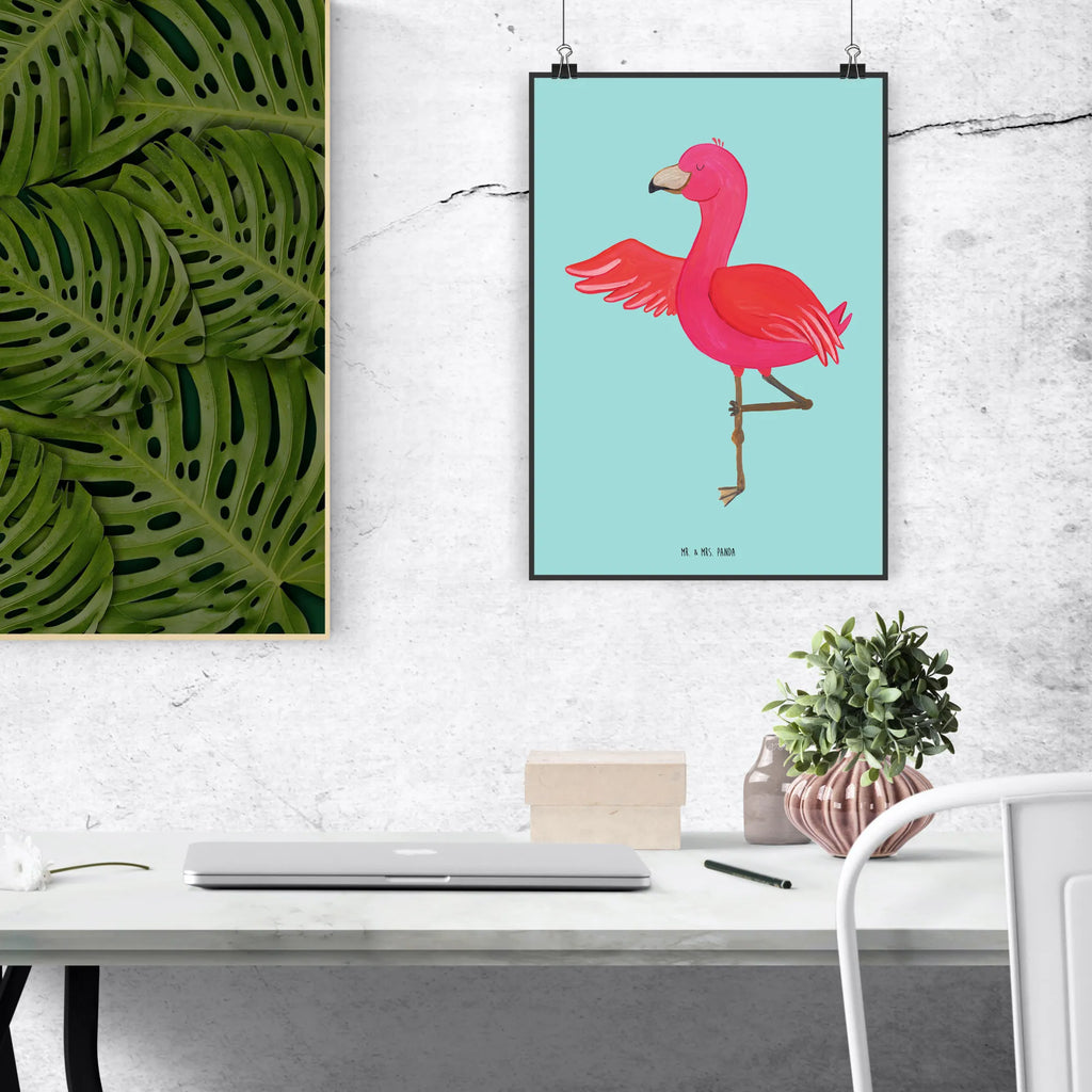 Poster flamingo yoga wanddeko, Bild für Wand, drucke, grafikposter, Wanddekoration, Wandposter, Designposter, Wandschmuck, Mr. & Mrs. Panda Poster, Posterdruck, kunstposter, Wanddeko Bild, kunst für die wand, Deko Bild, Wandbild, wandkunst, wanddruck, Bild, kunstdruck poster, Plakat, Poster, Kunstdruck, Flamingo, Yoga, Ärger, Namaste, Achtsamkeit, Tiefenentspannung, Aufregen, Entspannung, Yoga-Übung, Vogel
