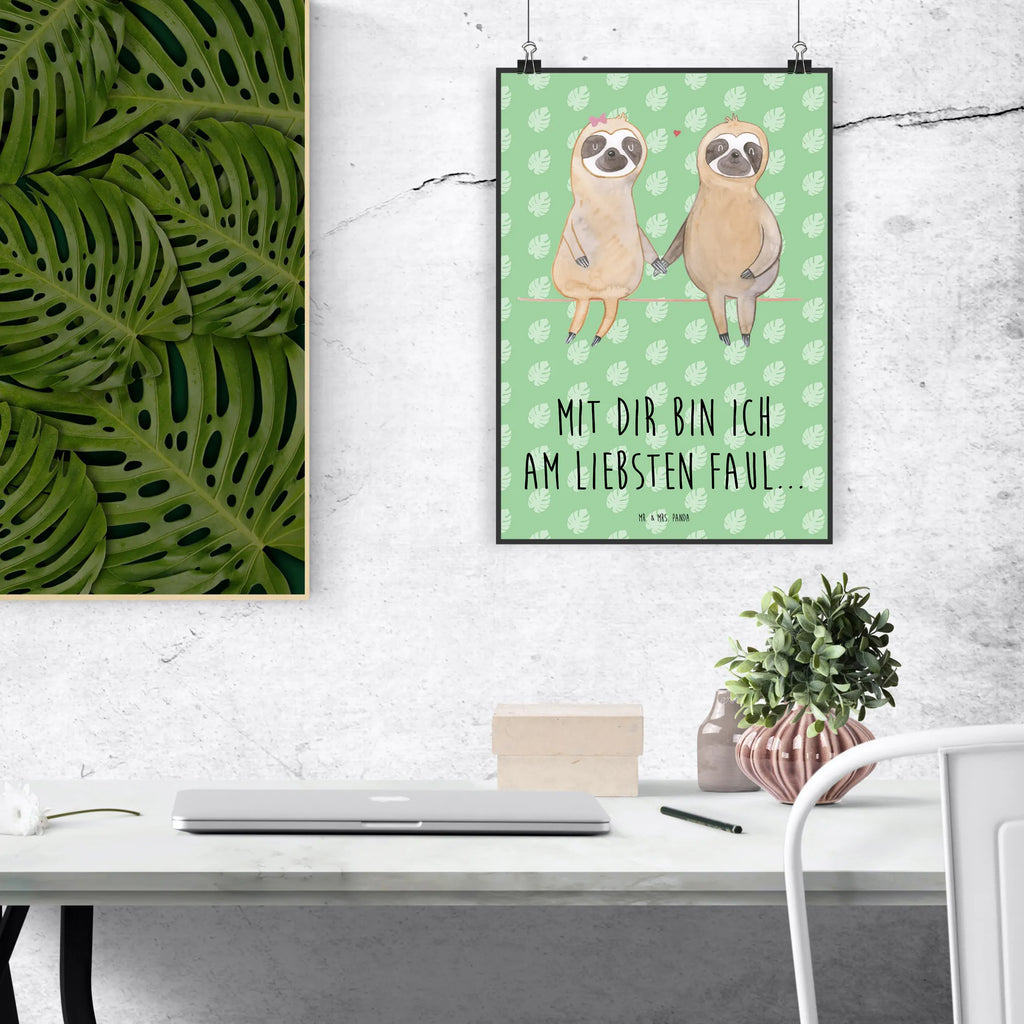 Poster sloth pair Bild, Posterdruck, Wanddeko Bild, kunst für die wand, Wandschmuck, Wandposter, Designposter, kunstposter, wanddeko, Kunstdruck, Plakat, grafikposter, wanddruck, Wandbild, Wanddekoration, Mr. & Mrs. Panda Poster, Deko Bild, kunstdruck poster, wandkunst, Poster, Bild für Wand, drucke, Faultier Deko, Faultier Geschenk, Faultier, Verlobt, Pärchen, Relaxen, Faultierliebe, Langsamkeit, Verliebt, Gemeinsam, Liebespaar, Faultiere, Faultierpärchen, Beziehung, faul, Liebe, Lieblingstier