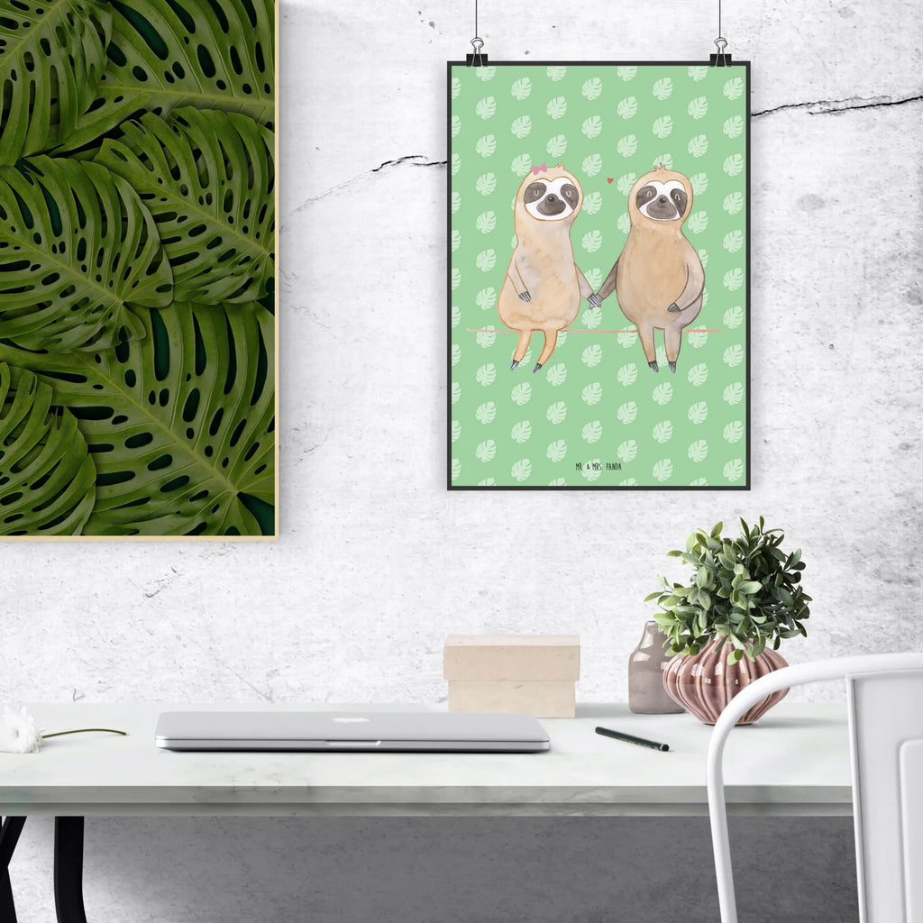 Poster sloth pair Bild, Posterdruck, Wanddeko Bild, kunst für die wand, Wandschmuck, Wandposter, Designposter, kunstposter, wanddeko, Kunstdruck, Plakat, grafikposter, wanddruck, Wandbild, Wanddekoration, Mr. & Mrs. Panda Poster, Deko Bild, kunstdruck poster, wandkunst, Poster, Bild für Wand, drucke, Faultier Deko, Faultier Geschenk, Faultier, Verlobt, Pärchen, Relaxen, Faultierliebe, Langsamkeit, Verliebt, Gemeinsam, Liebespaar, Faultiere, Faultierpärchen, Beziehung, faul, Liebe, Lieblingstier