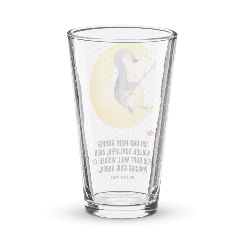 Premium Trinkglas Pinguin Mond Trinkglas, Glas, Pint Glas, Bierglas, Cocktail Glas, Wasserglas, Pinguin, Pinguine, Spruch, schlafen, Nachtruhe, Einschlafen, Schlafzimmer, Schlafstörungen, Gästezimmer