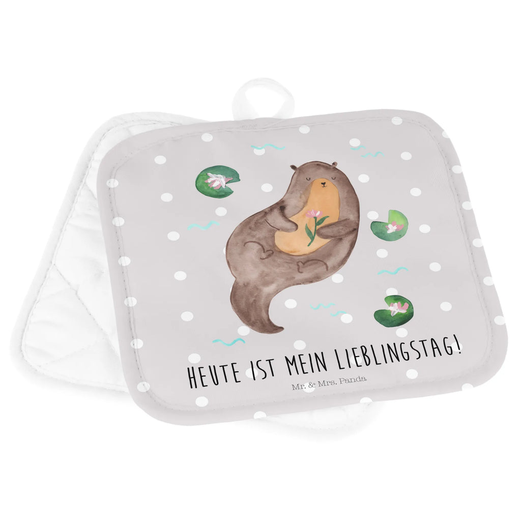 2er Set Topflappen  Otter mit Seerose Topfhandschuh, Topfuntersetzer, Topflappen Set, Ofenhandschuh, Schöne Topflappen, Topflappen lustig, Ofenhandschuhe, Topflappenset, Topflappen 2er Set, Topflappen mit Spruch, Topflappen, Topfhandschuhe, Otter, Fischotter, Seeotter, Otter Seeotter See Otter