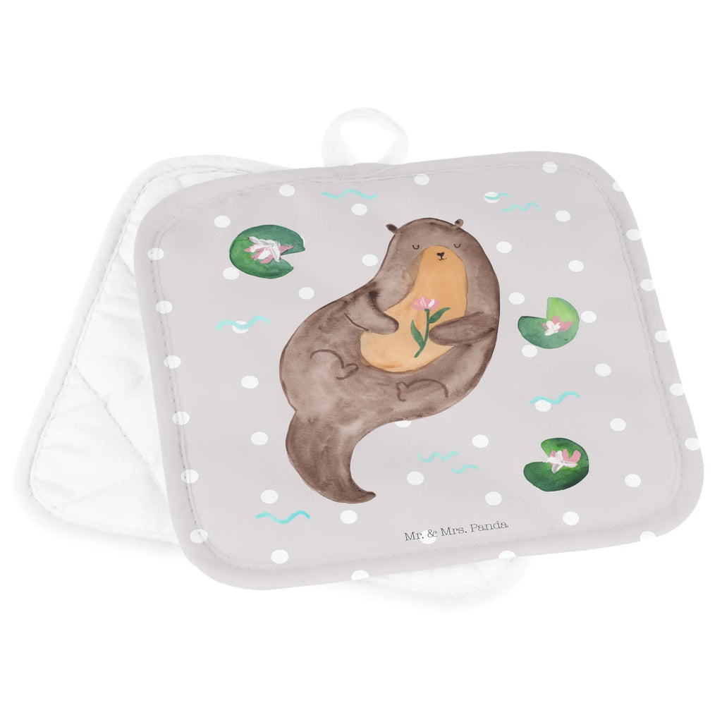 2er Set Topflappen  Otter mit Seerose Topfhandschuh, Topfuntersetzer, Topflappen Set, Ofenhandschuh, Schöne Topflappen, Topflappen lustig, Ofenhandschuhe, Topflappenset, Topflappen 2er Set, Topflappen mit Spruch, Topflappen, Topfhandschuhe, Otter, Fischotter, Seeotter, Otter Seeotter See Otter