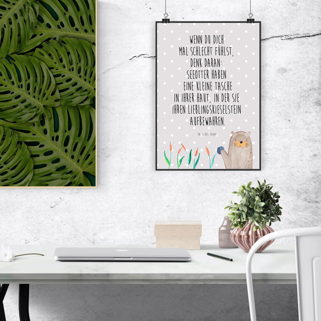Poster Otter Stein Kinderposter, Wanddeko Bild, Wandposter, Wanddekoration, Küchenposter, Mr. & Mrs. Panda Poster, Posterdruck, Designposter, Wanddeko, Bild, Poster, Handgemaltes Poster, Raumdekoration, Kunstdruck, Otter, Fischotter, Seeotter, Otter Seeotter See Otter
