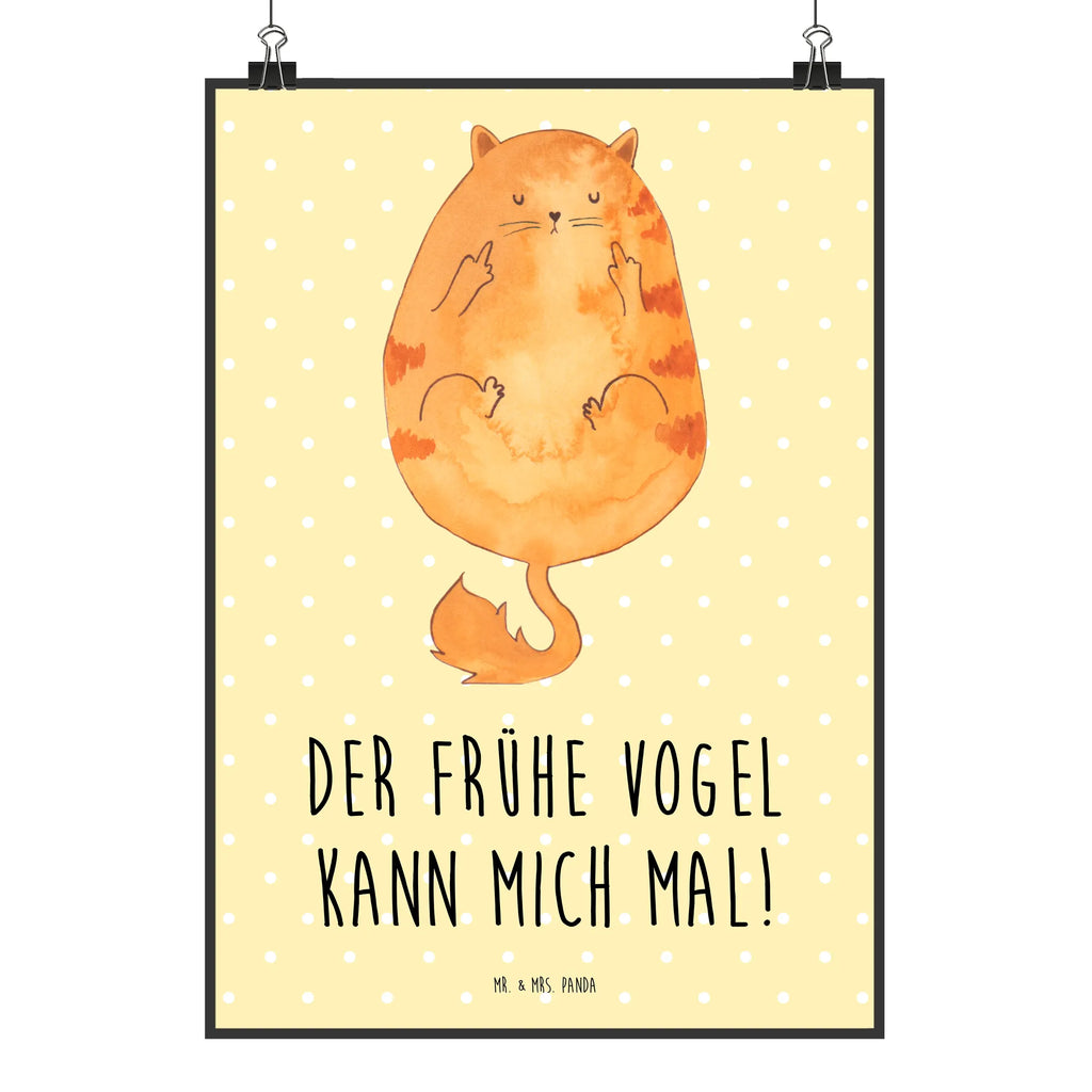 Plakat Kot ranny ptaszek Kunstdruck, Wanddeko, Bild, Wanddekoration, Poster, Mr. & Mrs. Panda Poster, Designposter, Kinderposter, Küchenposter, Handgemaltes Poster, Wanddeko Bild, Raumdekoration, Wandposter, Posterdruck, Katze, Katzenmotiv, Katzenfan, Katzendeko, Katzenfreund, Katzenliebhaber, Katzenprodukte, Katzenartikel, Katzenaccessoires, Katzensouvenirs, Katzenliebhaberprodukte, Katzenmotive, Der frühe Vogel kann mich mal, Katzen, Kater, Frühaufsteher, Kaffee, Morgenmuffel, Mietze