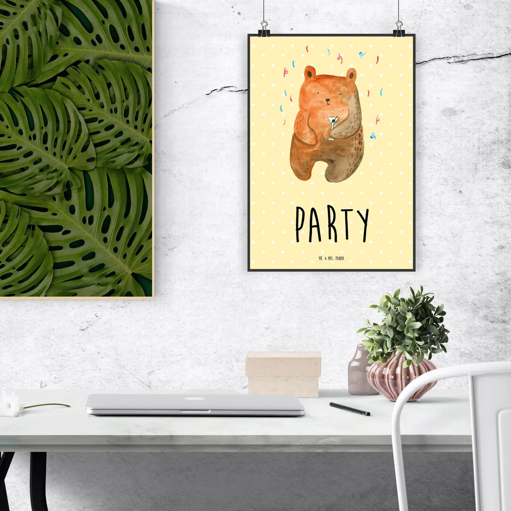 Poster bear party Handgemaltes Poster, Küchenposter, Wanddeko Bild, Poster, Bild, Posterdruck, Kinderposter, Raumdekoration, Wanddeko, Designposter, Wandposter, Wanddekoration, Mr. & Mrs. Panda Poster, Kunstdruck, Bär, Teddy, Teddybär, Lustig, Party, Geschenk, Geburtstagsgeschenk, Feiern, Geburtstag, Abfeiern, Mitbringsel, Gute Laune