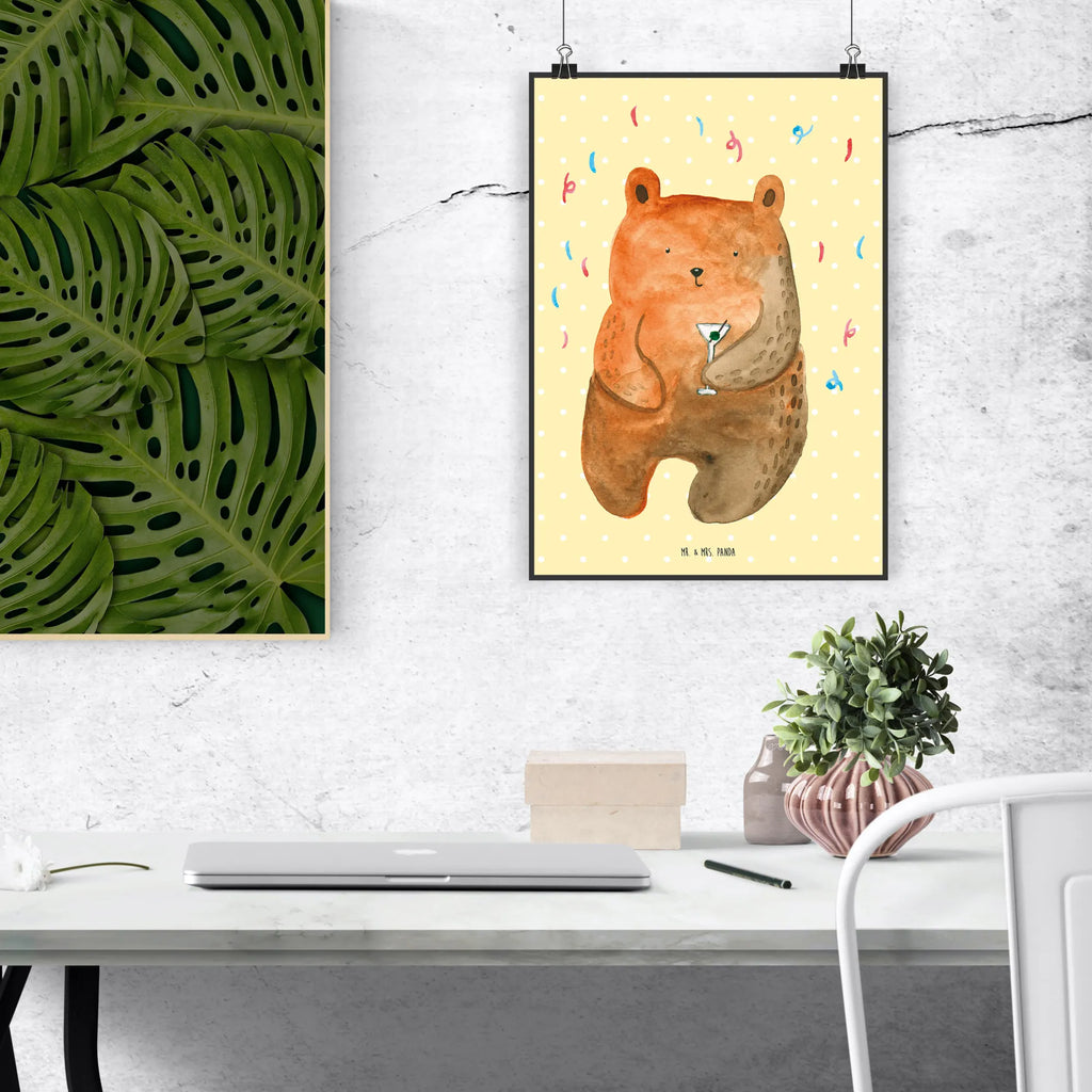 Poster bear party Handgemaltes Poster, Küchenposter, Wanddeko Bild, Poster, Bild, Posterdruck, Kinderposter, Raumdekoration, Wanddeko, Designposter, Wandposter, Wanddekoration, Mr. & Mrs. Panda Poster, Kunstdruck, Bär, Teddy, Teddybär, Lustig, Party, Geschenk, Geburtstagsgeschenk, Feiern, Geburtstag, Abfeiern, Mitbringsel, Gute Laune