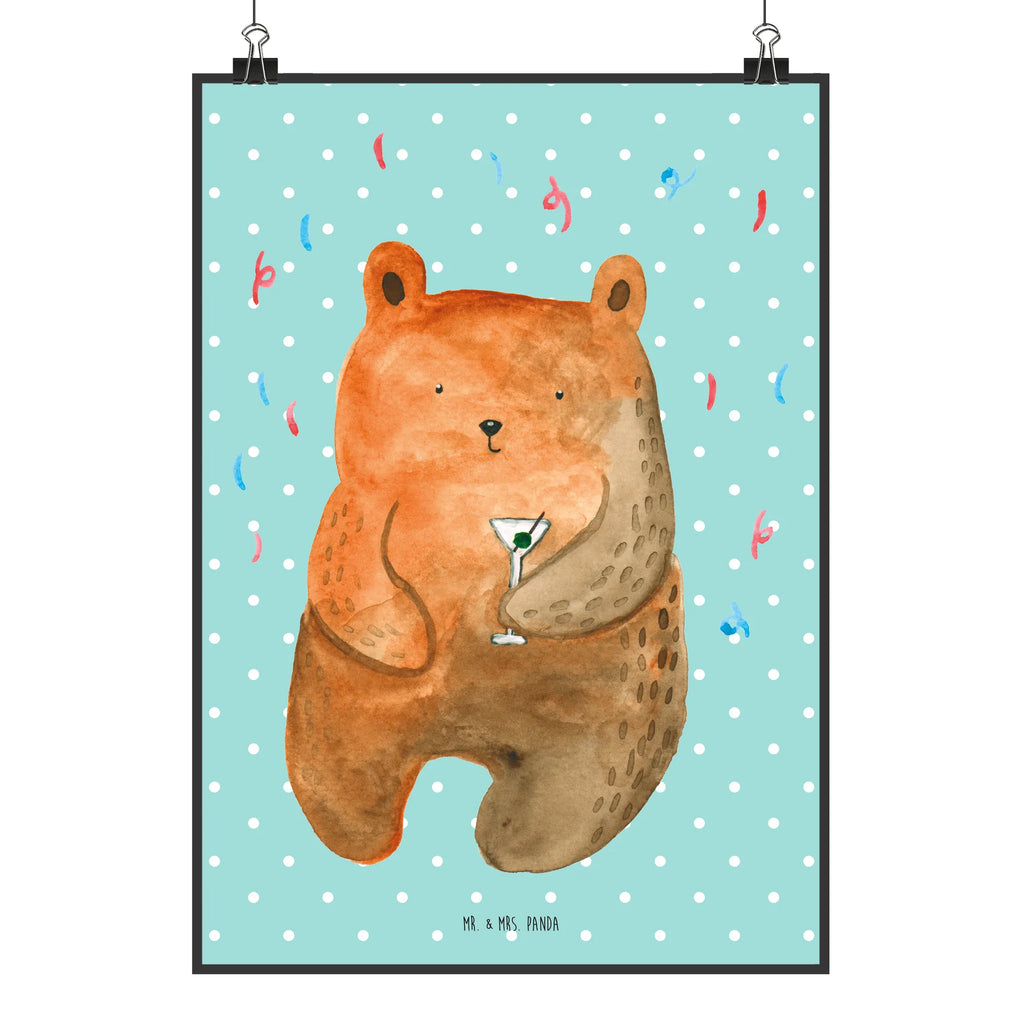 Poster bear party Handgemaltes Poster, Küchenposter, Wanddeko Bild, Poster, Bild, Posterdruck, Kinderposter, Raumdekoration, Wanddeko, Designposter, Wandposter, Wanddekoration, Mr. & Mrs. Panda Poster, Kunstdruck, Bär, Teddy, Teddybär, Lustig, Party, Geschenk, Geburtstagsgeschenk, Feiern, Geburtstag, Abfeiern, Mitbringsel, Gute Laune