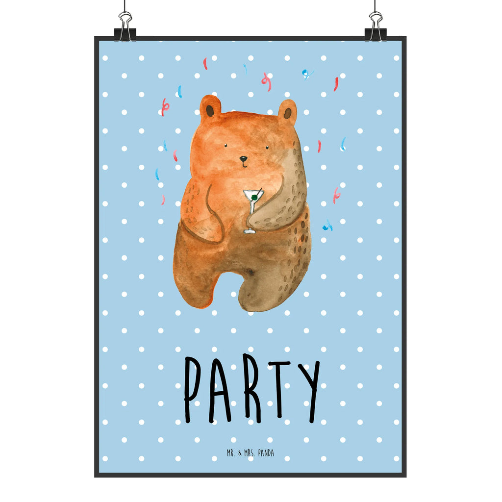 Poster bear party Handgemaltes Poster, Küchenposter, Wanddeko Bild, Poster, Bild, Posterdruck, Kinderposter, Raumdekoration, Wanddeko, Designposter, Wandposter, Wanddekoration, Mr. & Mrs. Panda Poster, Kunstdruck, Bär, Teddy, Teddybär, Lustig, Party, Geschenk, Geburtstagsgeschenk, Feiern, Geburtstag, Abfeiern, Mitbringsel, Gute Laune