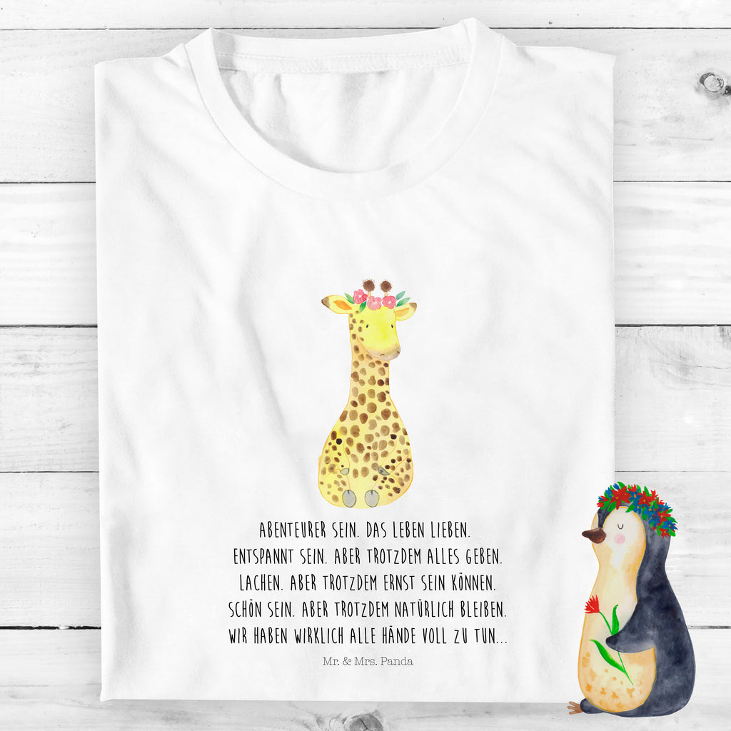 Organic Kinder T-Shirt Giraffe Blumenkranz Kinder T-Shirt, Kinder T-Shirt Mädchen, Kinder T-Shirt Jungen, Afrika, Wildtiere, Giraffe, Blumenkranz, Abenteurer, Selbstliebe, Freundin