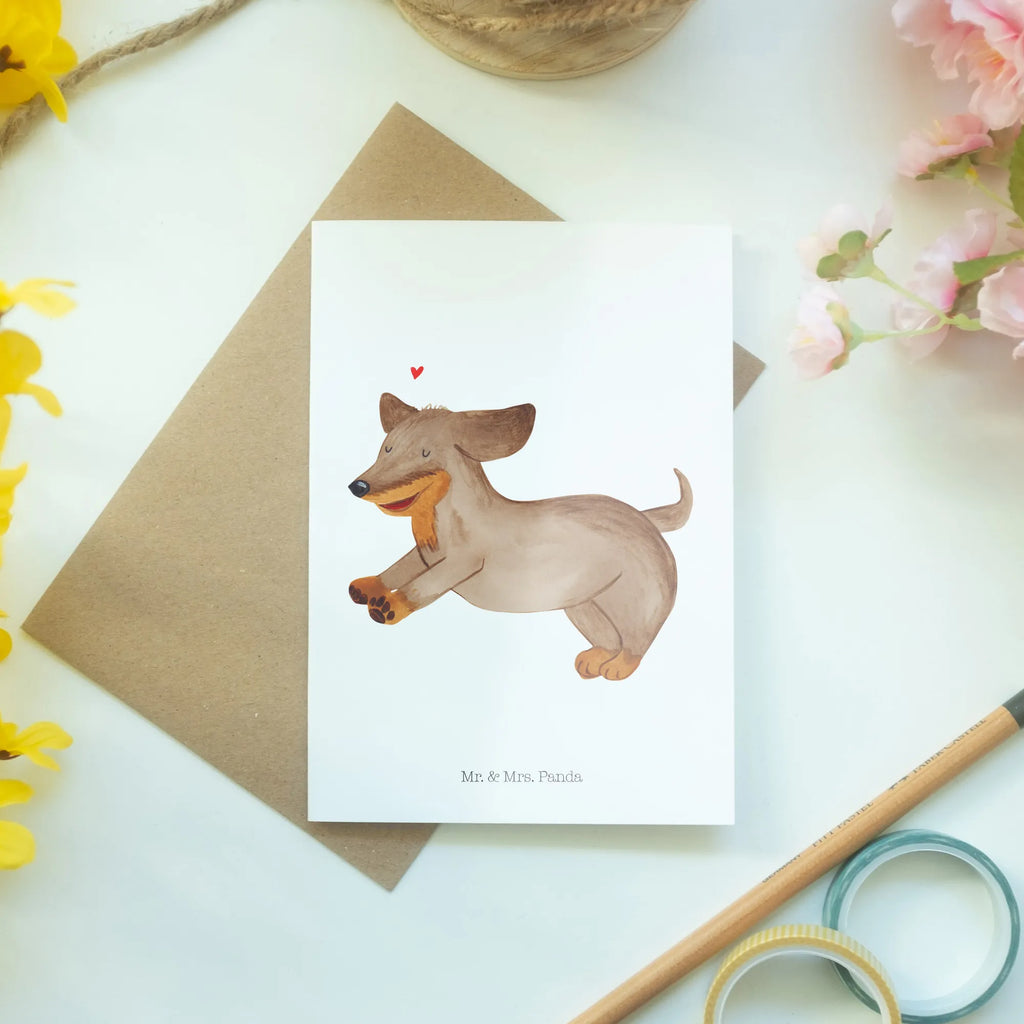 Grußkarte Hund Dackel Einladungskarte, Klappkarte, Glückwunschkarte, Karte, Hochzeitskarte, Geburtstagskarte, Grußkarte, Ansichtskarten, Hund, Hundemotiv, Haustier, Hunderasse, Tierliebhaber, Hundebesitzer, Sprüche, Dachshund, Hunde, Dackel, happy dog