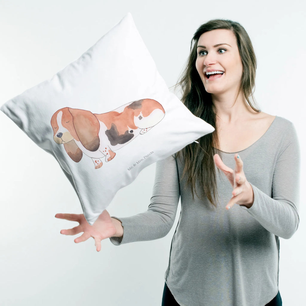 Cushion Dog Basset Hound fluffy, settee, 40 x 40, pillows, Pillow, pillow case, soft, bedroom, cushion, bed, 40x40, couch, sofa, pad, dog, mutt, hound, woof, dog mama, dog breed, love dogs, love for dogs, dog decorative items, bag with dog print, funny gifts for dog owners, what do you give a dog lover, Christmas gifts for dogs, gifts for dogs, dog sayings, Dog, basset, basset hound, childless, dog love