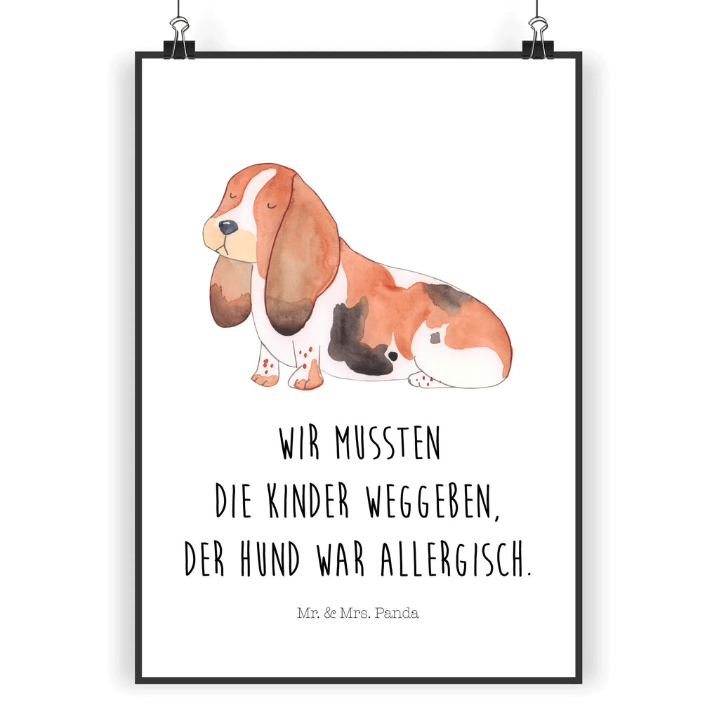 Plakat pies Basset Hound Wanddeko Bild, Wandposter, Wanddeko, Handgemaltes Poster, Kunstdruck, Kinderposter, Küchenposter, Raumdekoration, Posterdruck, Bild, Poster, Wanddekoration, Mr. & Mrs. Panda Poster, Designposter, Hund, Hundemotiv, Haustier, Hunderasse, Tierliebhaber, Hundebesitzer, Sprüche, Basset Hound, Hundeliebe, Basset, kinderlos