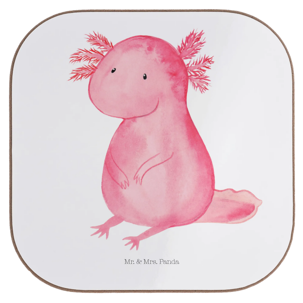 Square coaster axolotl zero breakfast, party, gifts, presents, Coasters, glass coasters, gift, Axolotl, Axelotl, marine animals, Mexican walking fish, salamander, contented, love, happy, worldly wisdom, girlfriend, Axolot, cheerful, lifestyle, wisdom
