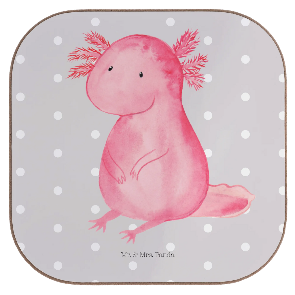 Square coaster axolotl zero breakfast, party, gifts, presents, Coasters, glass coasters, gift, Axolotl, Axelotl, marine animals, Mexican walking fish, salamander, contented, love, happy, worldly wisdom, girlfriend, Axolot, cheerful, lifestyle, wisdom