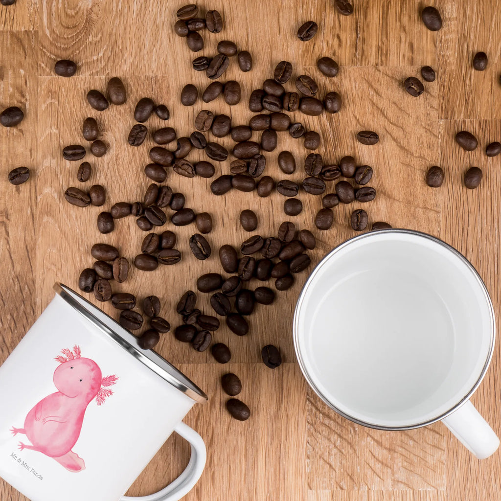 Enamel camping mug axolotl zero enamel mug, adventure mug, camp coffee mug, lightweight camping mug, bushcraft mug, enamel camping cup, travel mug, stainless steel drinking cup, enamel drinking mug, backpacking mug, steel mug for camping, hiking mug, metal cup, camping mug, camping metal cup, campfire mug, camper mug, metal camping mug, tin coffee cup, outdoor cup, Axolotl, Axelotl, marine animals, Mexican walking fish, salamander, girlfriend, cheerful, love, wisdom, worldly wisdom, lifestyle, happy, contented, Axolot