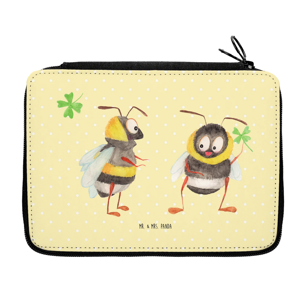 Leather folder bumblebees shamrock child, pupil, gift, motif, pen roll, pencil case, school, enrolment, primary school, pencil bag, small animals, cute, funny, cute animal motives, hand drawn, small world, funny sayings, good mood, happy, gifts, gift ideas, special gifts, animal lover, card, saying beautiful, saying happy, become happy, be happy, saying positive, bee decoration, bee, bumblebee