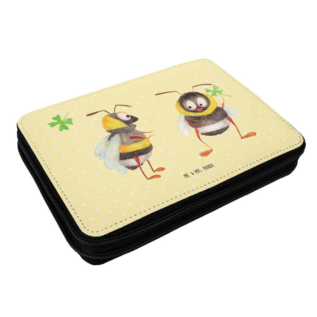 Leather folder bumblebees shamrock child, pupil, gift, motif, pen roll, pencil case, school, enrolment, primary school, pencil bag, small animals, cute, funny, cute animal motives, hand drawn, small world, funny sayings, good mood, happy, gifts, gift ideas, special gifts, animal lover, card, saying beautiful, saying happy, become happy, be happy, saying positive, bee decoration, bee, bumblebee